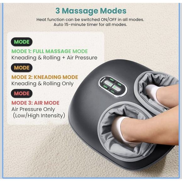 New In Box! Nekteck Shiatsu Foot Massager with Heat, Adjustable Air Compression - Picture 1 of 6